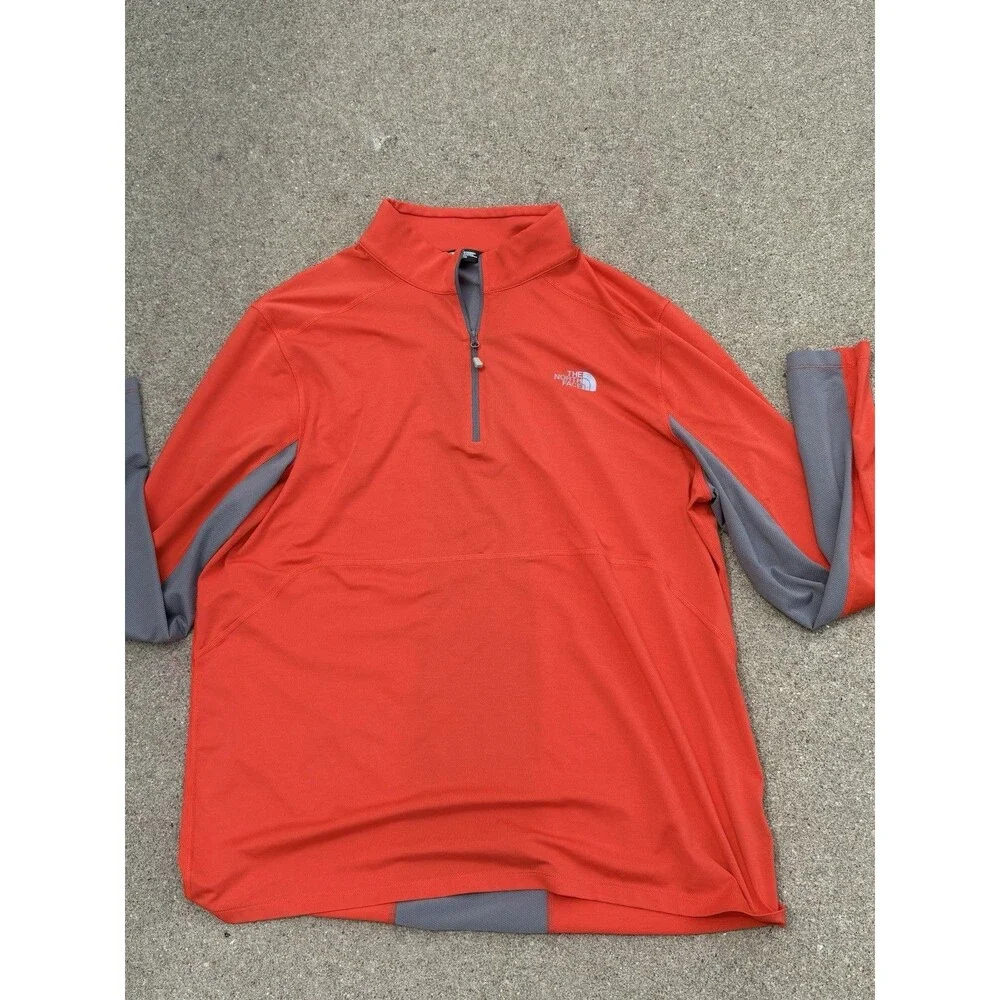 The North Face Pullover Men's XL Orange 1/4 Zip Performance Running Long Sleeve